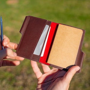 Vintage Leather Journal Wallet 2.0, Minimalistic XSmall Leather Wallet, Leather Notebook Cover Moleskine Volant,  Leather Refillable Journal