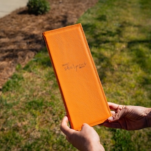 Leather Beverage Menu - Orange / Beverage Menu Cover / Restaurant Menu Folder / Personalized Cocktail Menu / Cafe Bar Menu