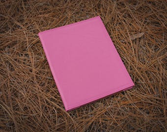 Personalized Pink Italian Leather Wedding Invitation Folio, Custom Engraved Invitation Cover