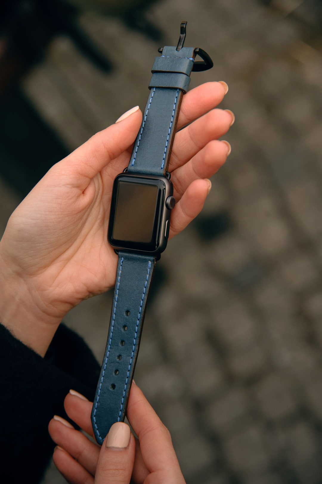 Apple Watch Ultra 8 Strap Leather Blue Italian Leather Watch Band for Apple Handmade Leather Watch Band Apple 38 Mm 40mm 42mm 44mm Etsy