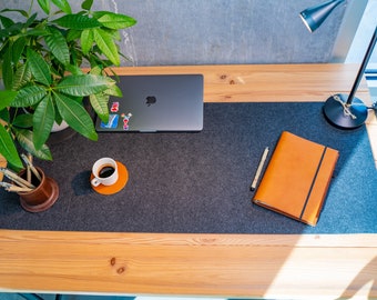Felt Desk Pad 40''x16'', Large Table Mat for Keyboard, Desk Mat Protector 100 x 40 cm, Felt Grey Table Pad, Computer Mat