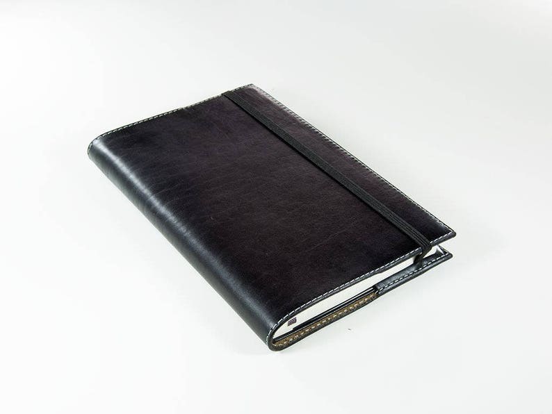 Leather Moleskine Journal Cover Refillable Black Leather Etsy
