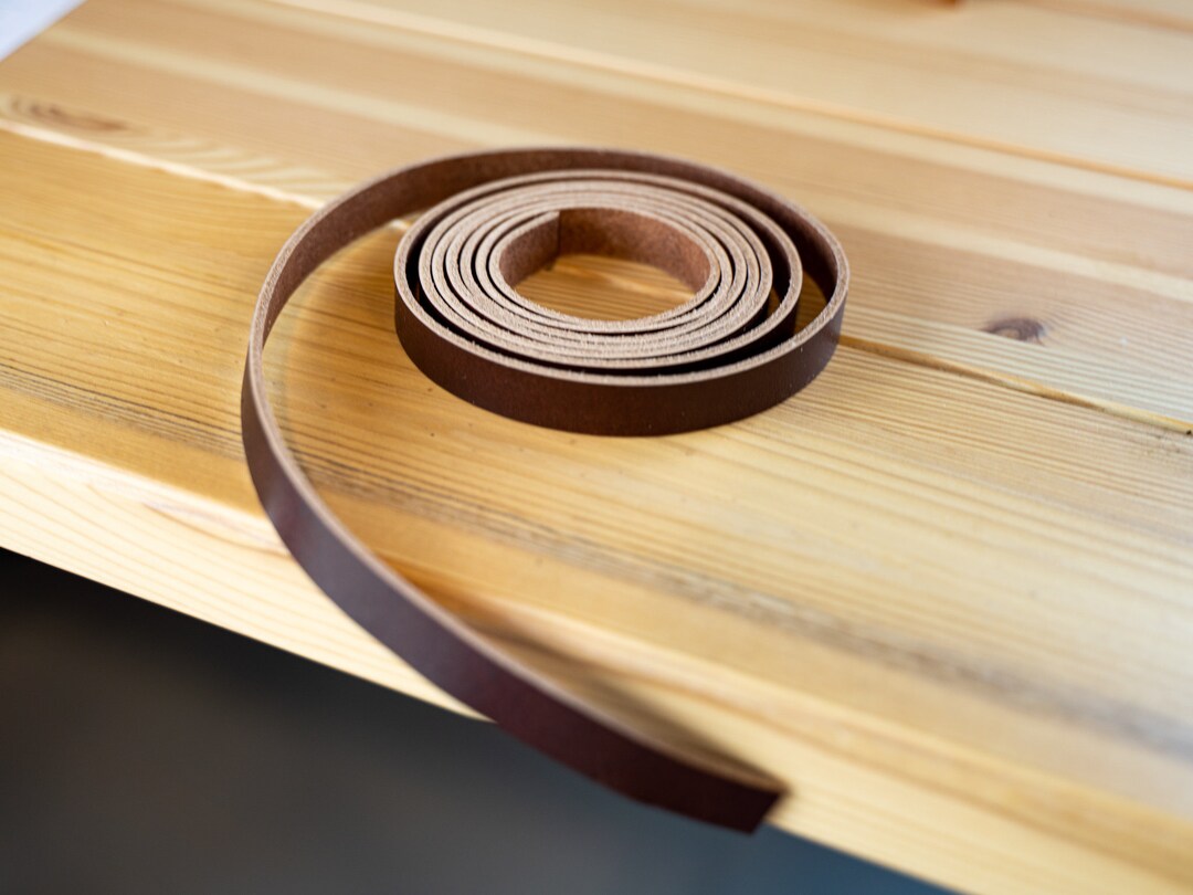 Thin Leather Strip for DIY Projects / Natural Leather Strap for Crafts / Chestnut Strip for