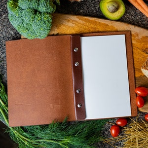 Reliure à visser pour menu marron, couverture de menu en cuir avec logo, livre de menus, menu souple, chemise de menu, folio de menu personnalisé, support de menu de restaurant