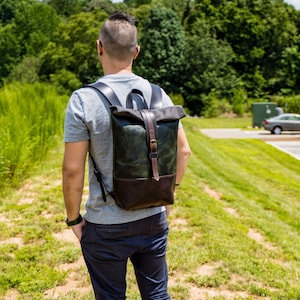 Leather Backpack for Men, Roll Top Rucksack, High Quality Leather Backpack, All Leather Women Bag, Laptop Bag, Unique Travel Backpack