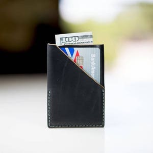 Portafoglio porta carte in pelle nera per uomo/donna, portafoglio minimalista con tasca frontale, portafoglio da viaggio sottile, porta biglietti da visita, portafoglio sottile per carte