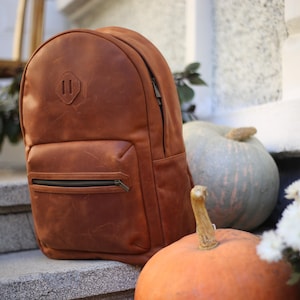 Handmade Leather Backpack Men / Women, Travel Backpack | Laptop Backpack | Minimalist Backpack, 5 Colors: Red, Brown, Black, Navy, Chocolate