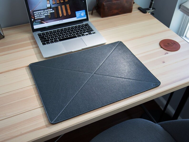 Grey Leather Desk Pad Firm and Durable Writing Table Mat Real Etsy