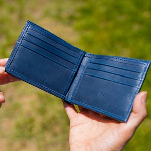 Classic Bifold Leather Wallet, Navy Men Wallet, Card Holder, Handmade Personalized Wallet, Gift Idea for Men, Leather Purse image 1