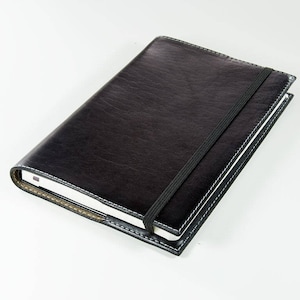 Moleskine Notizbuch Lederhülle | Nachfüllbare schwarze Lederbuchhülle | Großes Notizbuch Cover aus Leder