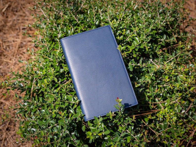 Leather Moleskine Journal Cover, Custom Engraving Journal, Personalized Refillable Notebook Navy