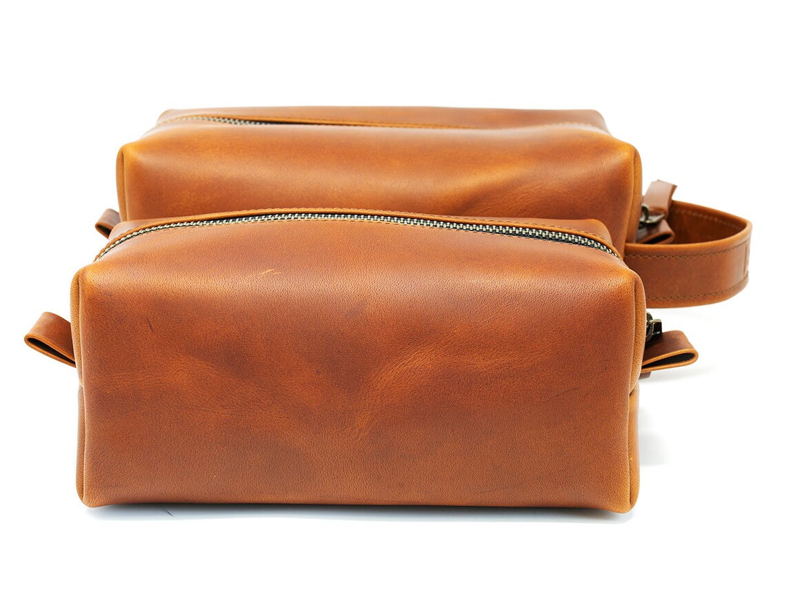 Leather Dopp Kit Men's Tan Leather Travel Kit Toiletry Etsy