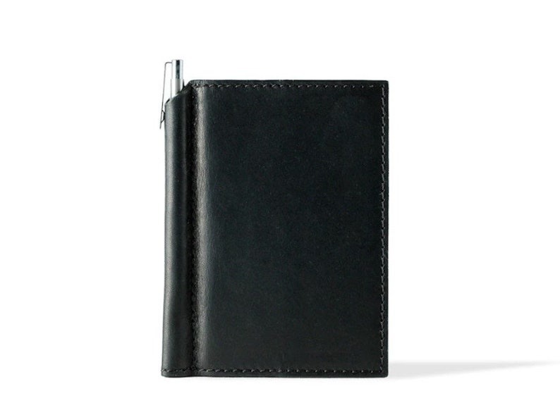 Pocket Size Notebook with a Pen, Refillable Leather Cover for Extra Small Moleskine Volant, Mini Journal Cover Personalized, 5 colors Black