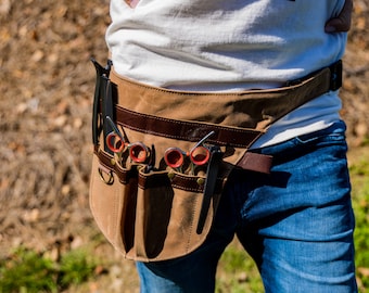 Bolsa para tijeras de peluquería, bolsa para maquinilla de afeitar, soporte para tijeras de peluquero, bolsa para tijeras de cintura en color camello, bolsa para tijeras de cadera con iniciales