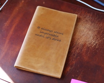 Diario de cuero personalizado, cubierta de diario recargable, cuaderno de cuero de cotización personalizada grande