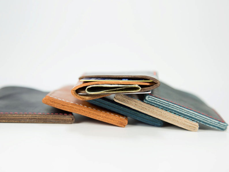 Minimal Wallet Leather Minimal Wallet Natural Minimal Etsy