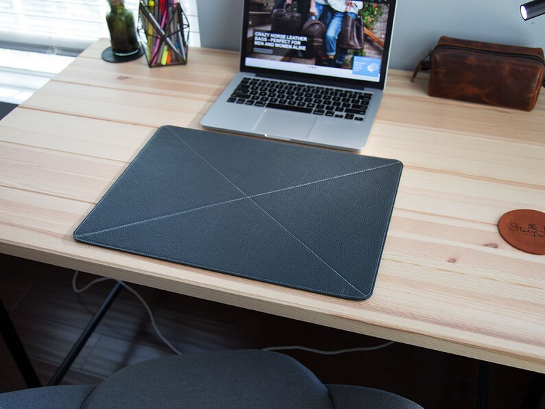 Grey Leather Desk Pad Firm and Durable Writing Table Mat Real Etsy
