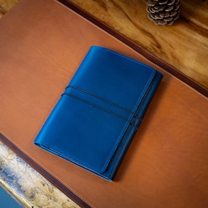 Custom Leather Journal Cover, Leather Padfolio Pro Blue, Premium Leather Notebook Cover, Personalized Leather Journal Case, Notebook Cover