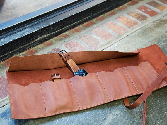watch roll case leather