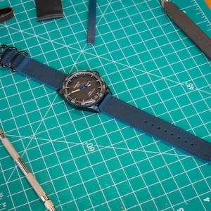 Nato Zulu Blue Watch Strap, Blue Leather Watch Band, Classic Leather Strap, Premium Leather Watch Strap, Handcrafted Leather Watch Band