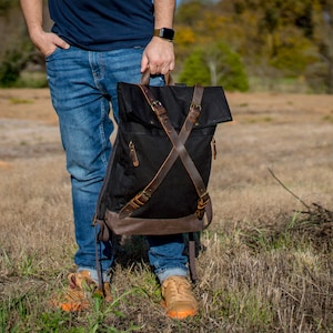 Waxed Canvas Backpack, Minimalist Bag