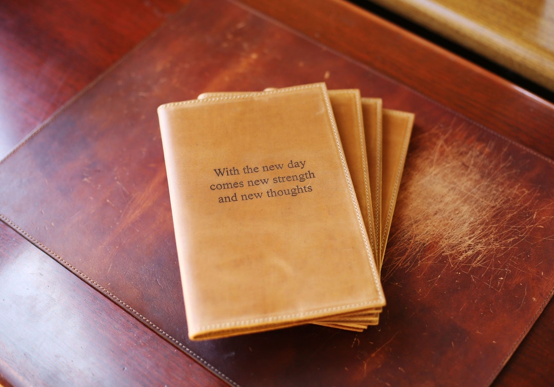 Personalized Leather Journal With Quote, Moleskine Leather Notebook