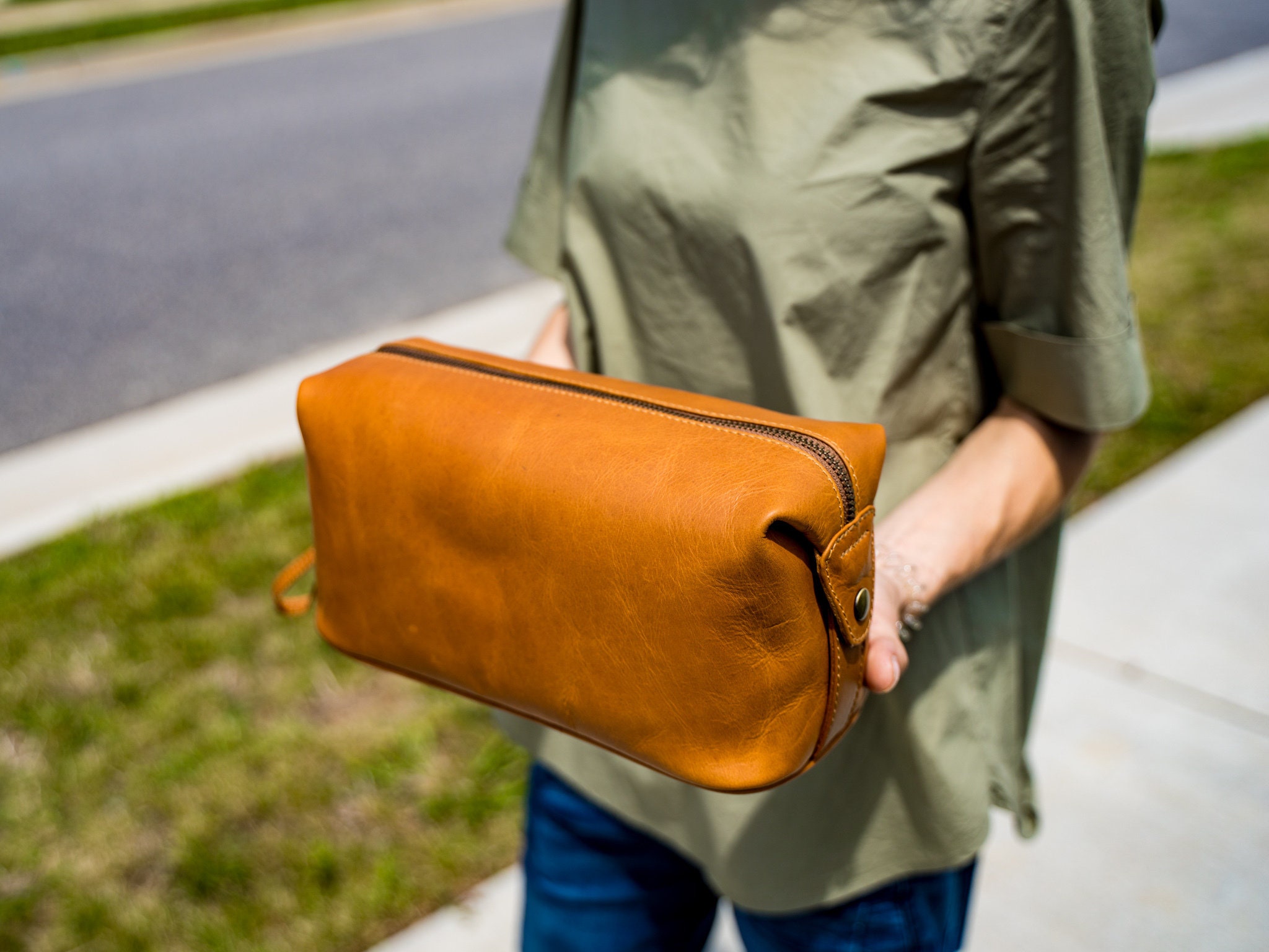Leather Dopp Kit for Men / Mens 