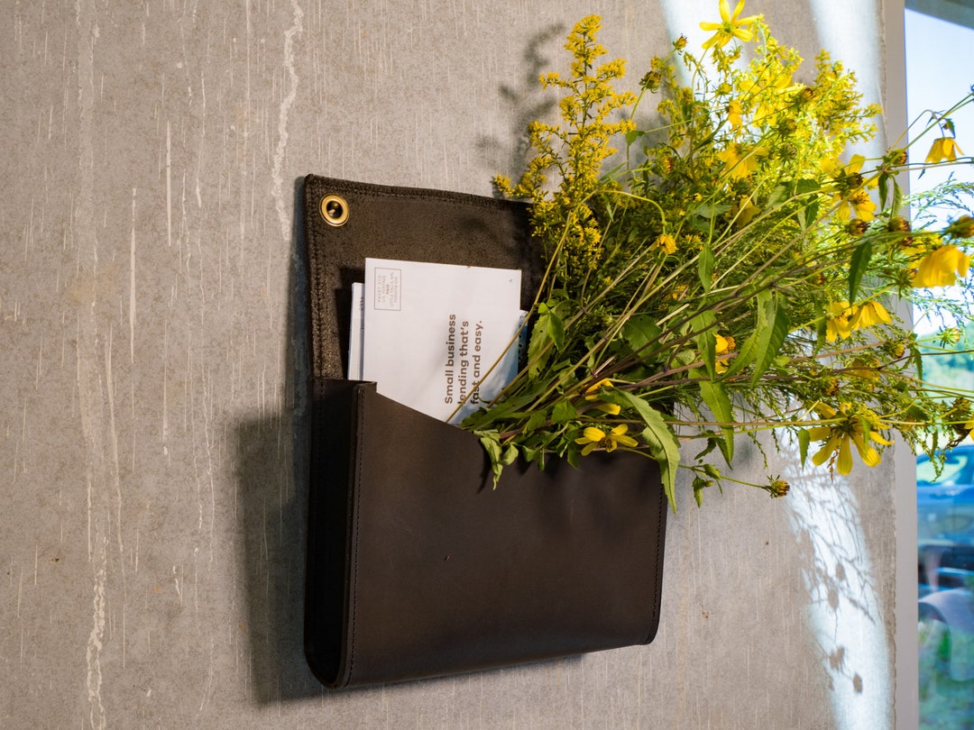 Leather Mailbox, Wall Mounted Mail Box, Leather Wall Pocket, Custom Mailbox, Wall Organizer