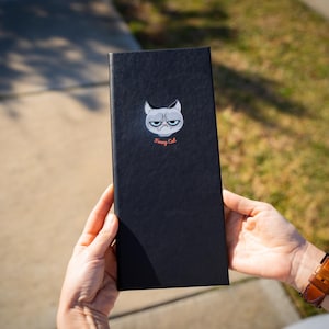 PU Leather Bifold Menu Cover - Black, Custom Menu Folder, Restautant Menu with Custom Logo, Black PU Leather Menu Folder