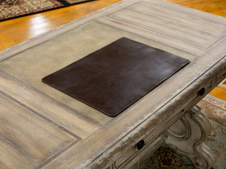 Leather Table Mat Chromexcel Brown Leather Desk Mat Custom Etsy