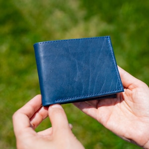 Classic Bifold Leather Wallet, Navy Men Wallet, Card Holder, Handmade Personalized Wallet, Gift Idea for Men, Leather Purse image 2