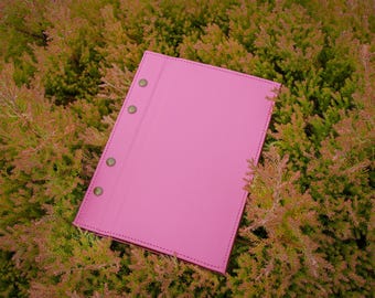 Pink Italian Leather Menu with Chicago Screws