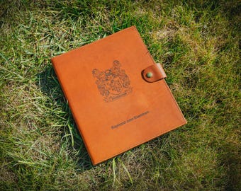 Natural Leather Document Binder, Personalized Organizer, Office Folder - Made in USA