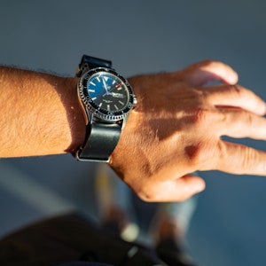 Leather watch band Nato Zulu 1 Piece, Black Watch Strap, Classic Leather Strap, Premium Leather Watch Strap, Handcrafted Watch Band