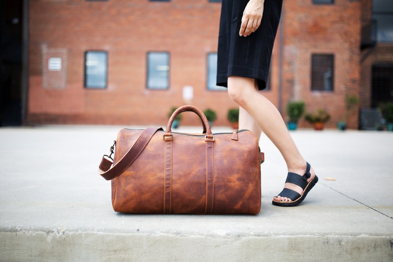 big leather duffle bag