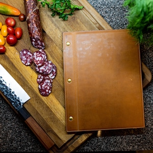 Couvre-menus en cuir avec vis Chicago/Menu Win à couverture rigide/Porte-menus café en cuir Milwaukee/Porte-menus A4 en cuir naturel