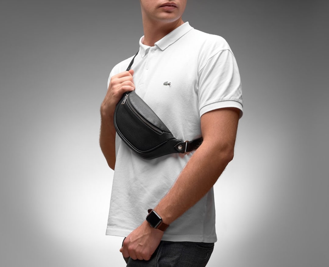Buy Black Leather Men Bum Bag Bum Bag for Men Festival Leather Hip Pack Black Fanny Pack for Man Leather Waist Bag Men s Bag Online in India