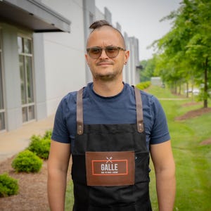Personalized Black Canvas Apron, Premium Leather Apron, Barista Bartender Leather Apron with Logo or name, Mens BBQ Apron, Father&#39;s Day