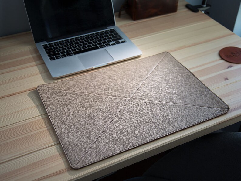 Custom Leather Desk Mat Cream Color Heavy Duty Protector Table 13x18 Inches Blotter
