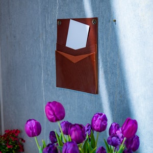 Caixa de correio vertical, porta-correio de couro olpr, organizador de correio personalizado, porta-cartas, presente de inauguração de casa, bolso de montagem na parede, armazenamento suspenso