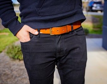 Handmade Full Grain Leather Belt, Veg-Tanned Milwaukee Leather, USA Made