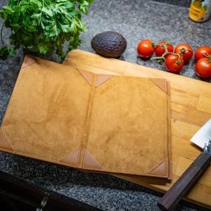 Vintage Leather Hard Menu 4 view - Whiskey, Hardcover Menu, Menu Folder Design, Engraved Menu Cover, Restaurant Leather Menu