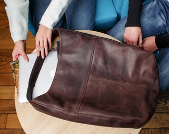 Handgefertigte Leder Hobo Bag: Top Grain