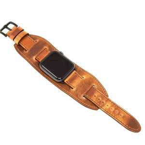 Apple Watch Cuff Band, Band for Series 6, 7, 8 / Learher Watch Strap for Apple Watch 38mm, 40mm, 44mm, 41mm, 45mm, Ultra Apple Strap
