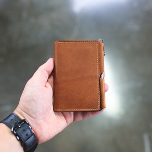 Natural Leather Journal Wallet / Wallet with a Pen / Mini Leather Wallet / XSmall Volant Journal Wallet / Custom Wallet with ID Holder image 3