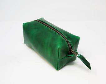 Leather Dopp Kit, Men's Natural Leather Travel Kit, Toiletry Bag, Milwaukee Leather Travel Case, Small Bag