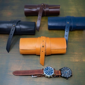 Groomsmen Gift, Personalized Leather Watch Roll
