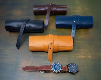 Groomsmen Gift, Personalized Leather Watch Roll