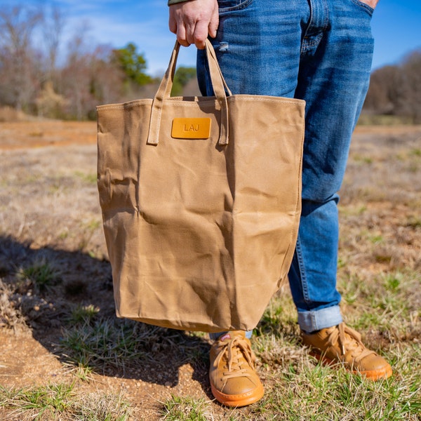 Shopper Bag, Large Shopper, Camel Canvas Shopping Bag, Men / Women Shopper Tote, Custom Canvas Tote Bag, Personalized Gift, Cotton Bag