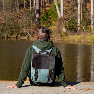 Shoulder Bag, Teal Travel Backpack, Canvas School Backpack, Everyday Backpack, Rucksack for Travelers, Men / Women Backpack, Hiking Bag